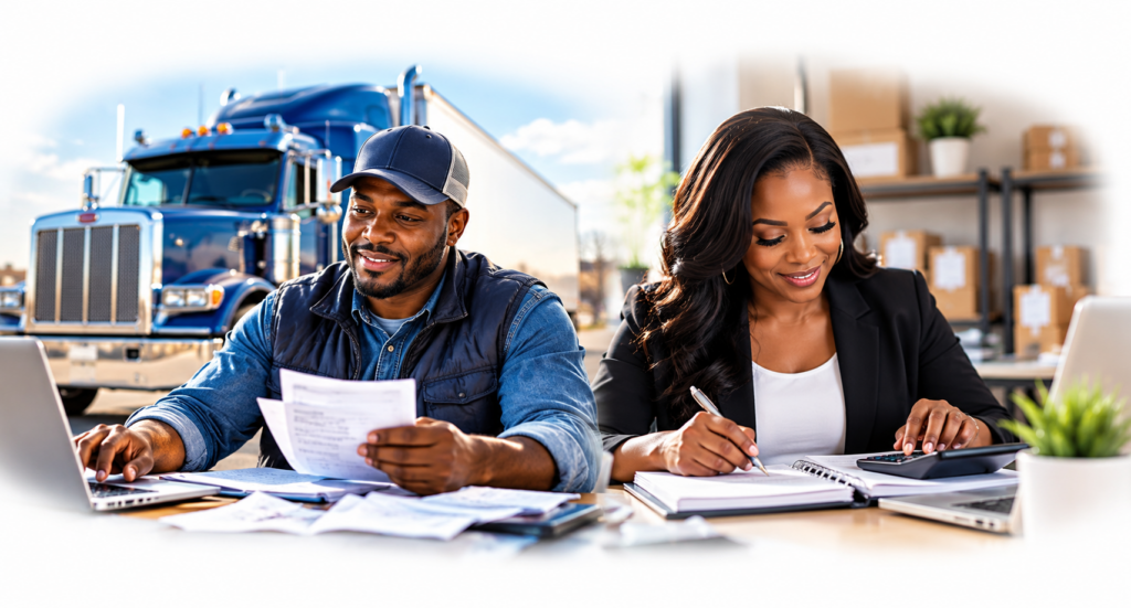 Truck driver and small business owner managing their business finances